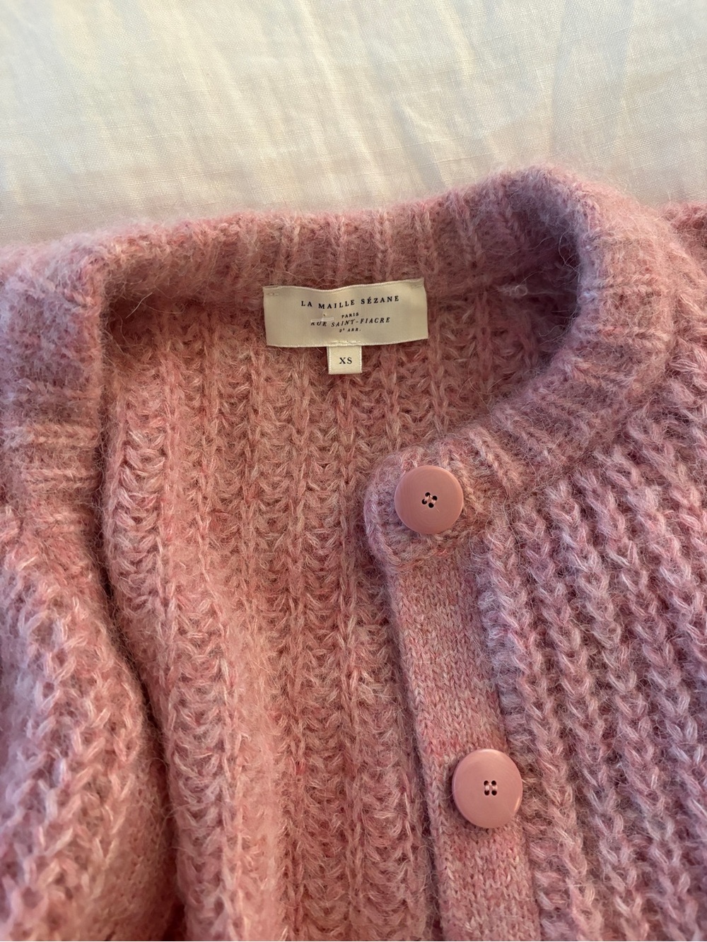 Sezane Pink Chunky Knit Cardigan